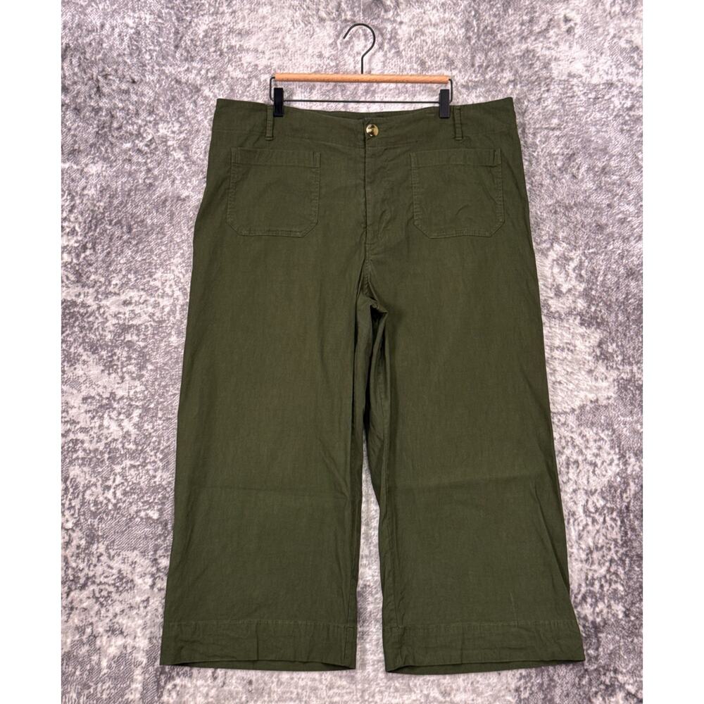 Maeve Olive Wide-Leg Utility Pants